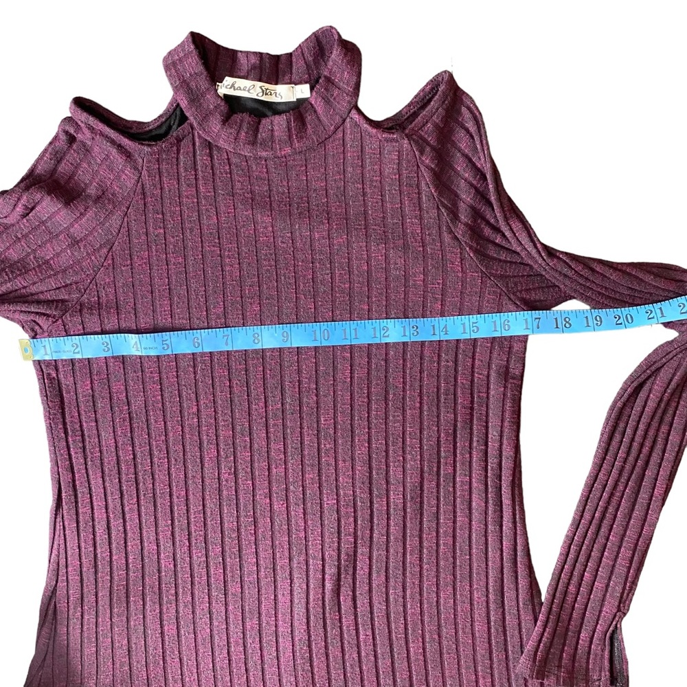 Michael Stars Ribbed Mini Dress Size M Jasper Boy Cut Out Mock Neck Office - Picture 10 of 12